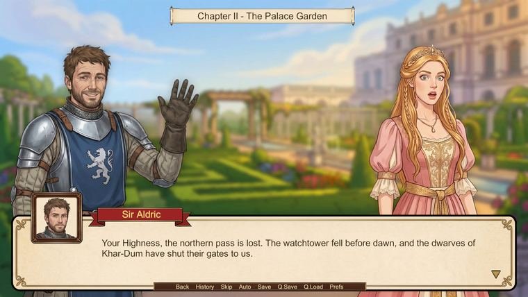 Comic/cartoon visual novel dialogue box in a tavern scene