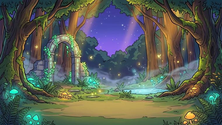 Comic/cartoon enchanted forest background