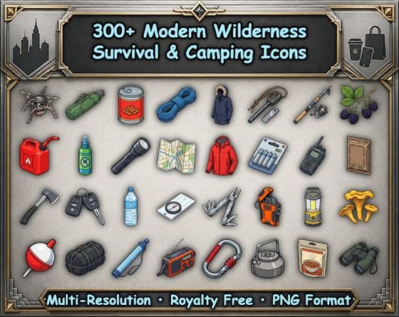 Wilderness survival icons pack cover